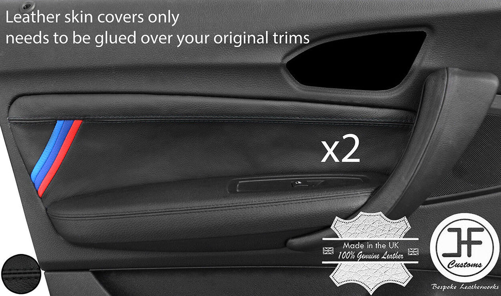 BLACK STITCH TRI STRIPE 2X FRONT DOOR CARD TRIM COVERS FOR BMW F20 F21 11-17