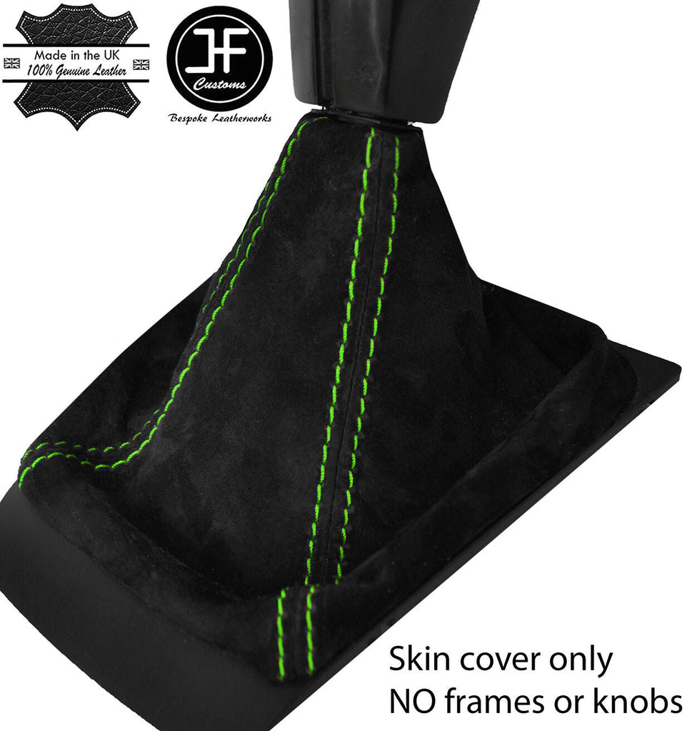 GREEN STITCHING REAL SUEDE GEAR GAITER FITS SKODA OCTAVIA MK2 2004-2012
