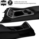 BLACK STITCH CONSOLE SURROUND NAPPA LEATHER COVER FOR DODGE CHALLENGER 15-19