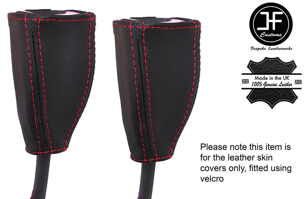 RED STICH 2X FRONT SEAT BELT LEATHER COVERS FITS RENAULT GRAND SCENIC 04-09