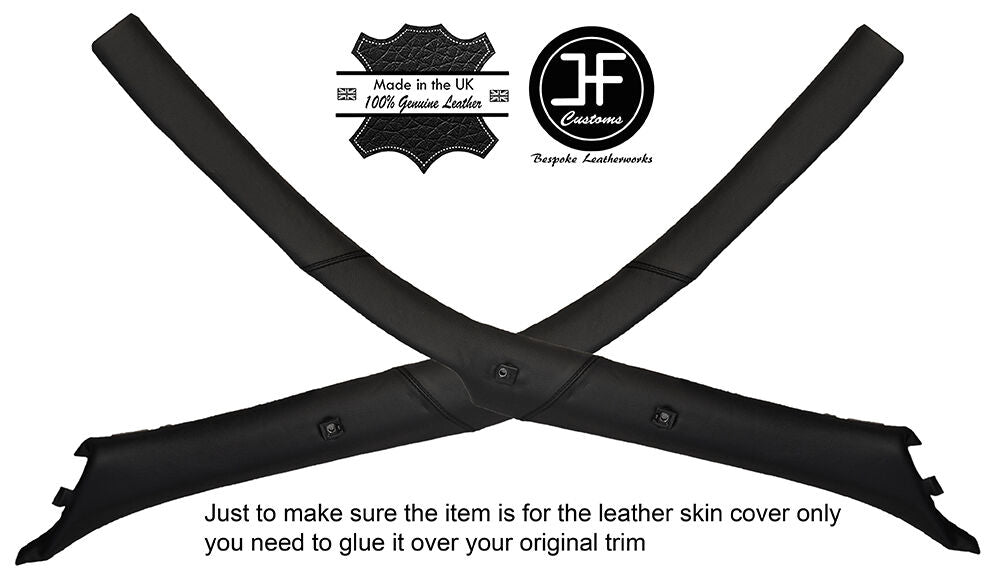 BLACK STITCH 2X A POST PILLAR LEATHER COVERS FITS TOYOTA LEXUS SC SOARER 90-00