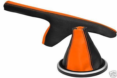 FITS FORD FIESTA MK6 MK7 FUSION GEAR HANDBRAKE ORANGE BLACK CUSTOM NEW