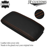 ORANGE STITCH LEATHER ARMREST ELASTICATED SKIN COVER FITS AUDI A3 8P S3 03-12