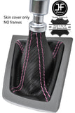 PINK STITCHING CARBON FIBER VINYL GEAR GAITER FITS FORD FOCUS MK3 2011-2015