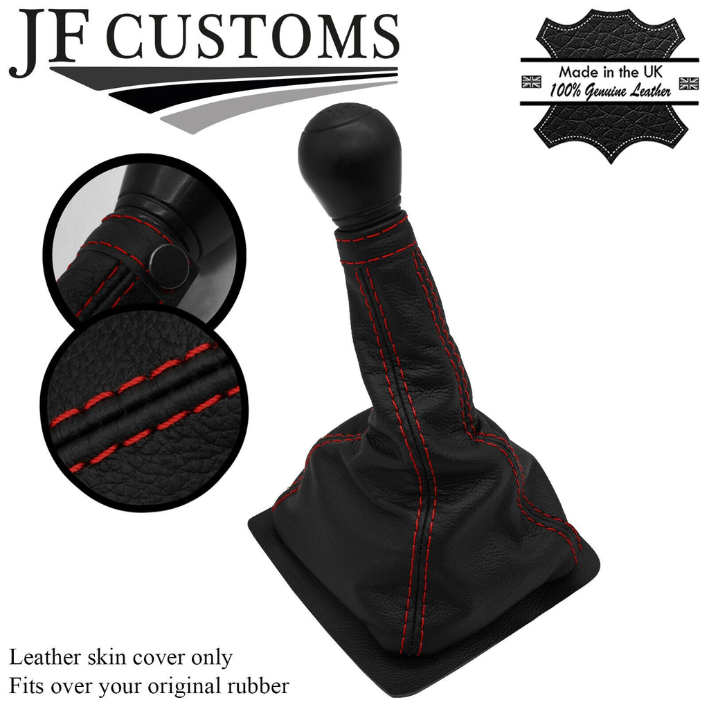 D RED STITCH LEATHER OVER RUBBER GEAR GAITER FITS PEUGEOT 106 91-03 CUSTOM NEW