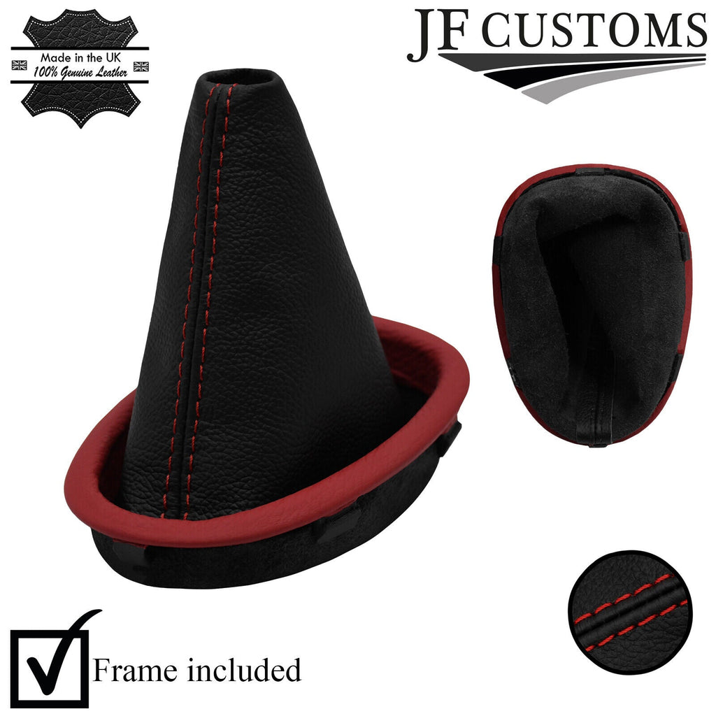 DARK RED STITCH ITALIAN LEATHER GEAR GAITER + FRAME FOR SUZUKI LIANA 02-07