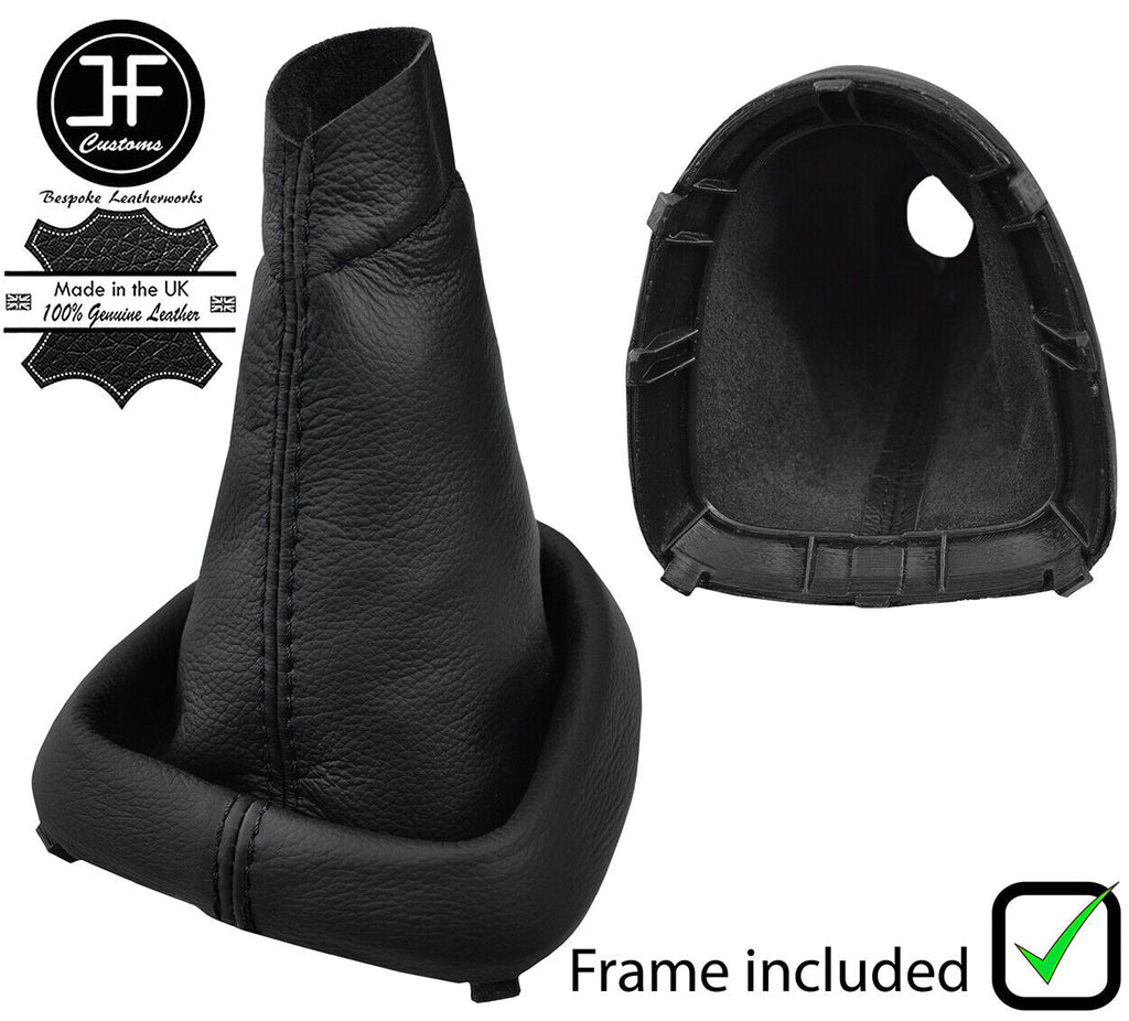 BLACK STITCH LEATHER GEAR GAITER+PLASTIC FRAME FOR RENAULT KANGOO MK1 2000-2008