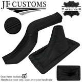 BLACK STITCH LEATHER HANDBRAKE GEAR GAITERS+PLASTIC FRAME FOR FORD MUSTANG 05-09