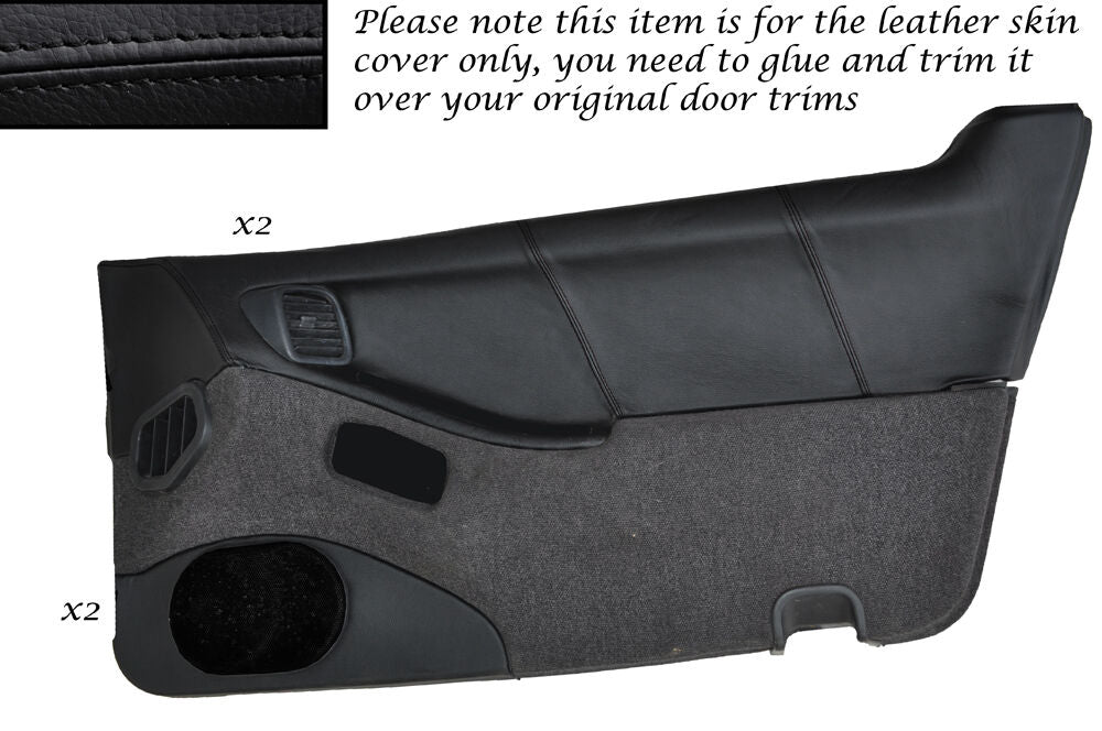 BLACK STITCH 2X DOOR CARDS LEATHER SKIN COVERS FITS NISSAN 300ZX Z32 90-96