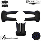 R BLUE STITCH LEATHER COVERED STEERING WHEEL TRIMS+FRAMES FOR FORD MUSTANG 10-14