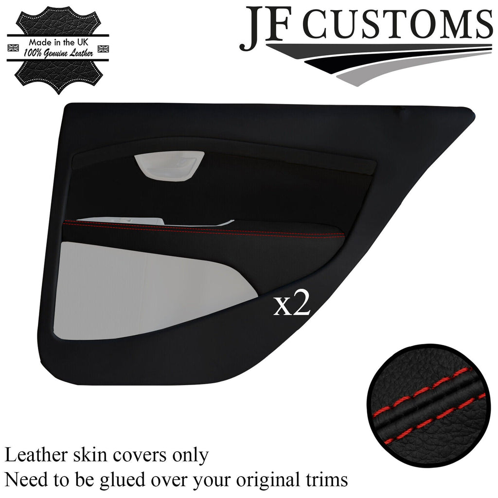 D RED STITCH ITALIAN LEATHER 2X REAR DOOR ARMREST COVER FOR VOLVO S80 07-16