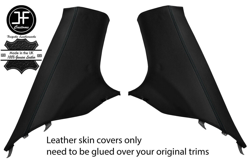BLACK STITCH 2XREAR C PILLAR LEATHER COVER FOR MITSUBISHI LANCER EVO 10 X 08-16