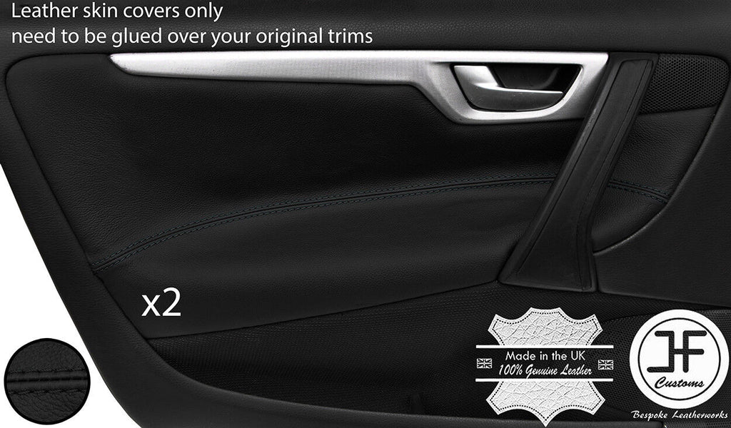 BLACK STITCHING 2X FRONT DOOR CARD TRIM LEATHER COVERS FITS VOLVO V70 S60 01-07