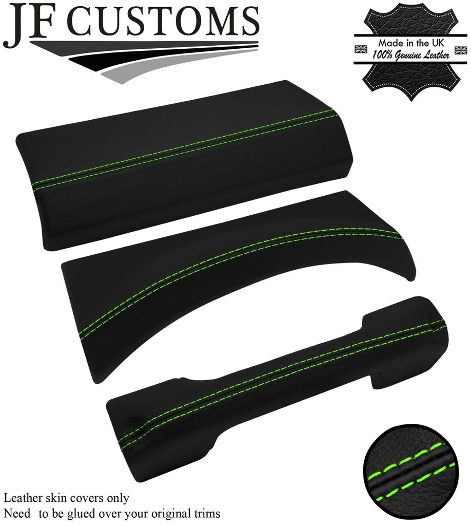 GREEN STITCH 3X DASH TRIM LEATHER SKIN COVERS FITS LAND ROVER DEFENDER 07-14