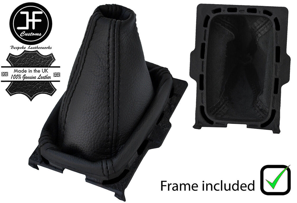 BLACK STITCH LEATHER GEAR GAITER+PLASTIC FRAME FOR MERCEDES 190 W201 1982-1993
