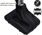 BLACK & BLACK STRIPE REAL LEATHER MANUAL GEAR GAITER FITS AUDI A4 B9 2015-2018