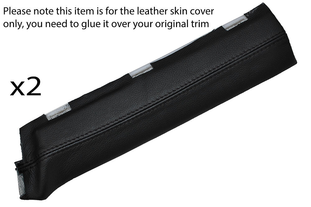 BLACK STITCH 2X REAR C PILLAR LEATHER SKIN COVERS FITS AUDI A3 8P S3 03-12 3DR