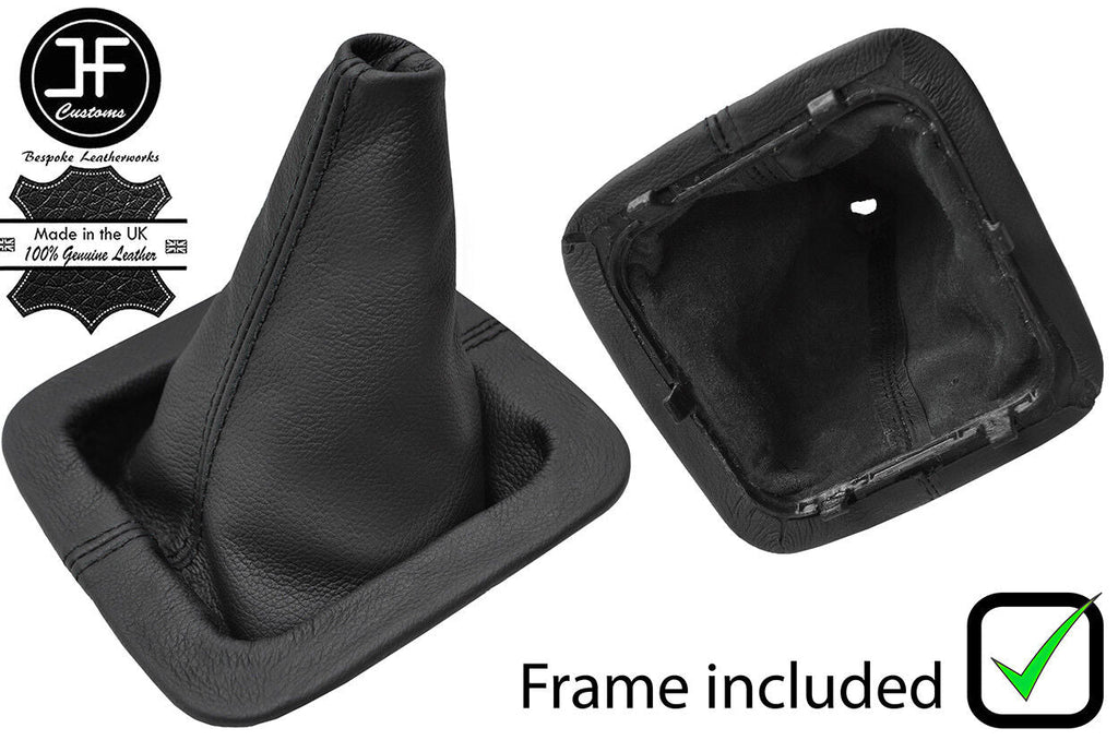 BLACK STITCH LEATHER GEAR GAITER+PLASTIC FRAME FOR LAND ROVER DISCOVERY MK1 MK2
