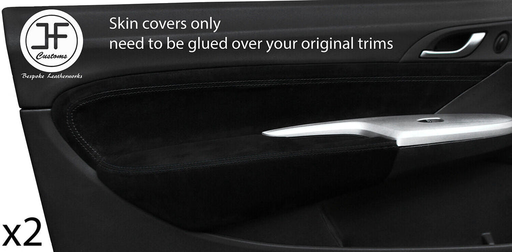 BLACK STICH 2X DOOR CARD &ARMREST TRIM SUEDE COVER FOR HONDA CIVIC TYPE R 06-12