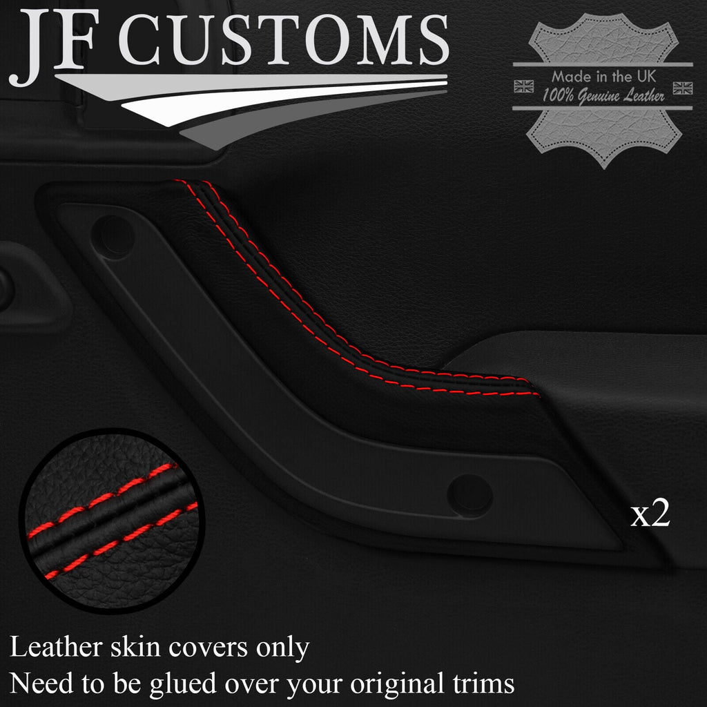 RED STITCH LEATHER 2X FRONT DOOR HANDLE TRIM COVERS FITS JEEP WRANGLER 11-18