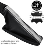 BLACK & WHITE STRIPE TOP GRAIN LEATHER HANDBRAKE GAITER FOR SEAT LEON MK3 12-17