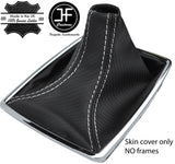 WHITE STITCH CARBON FIBER VINYL GEAR GAITER FITS MERCEDES C CLASS W204 2007-14