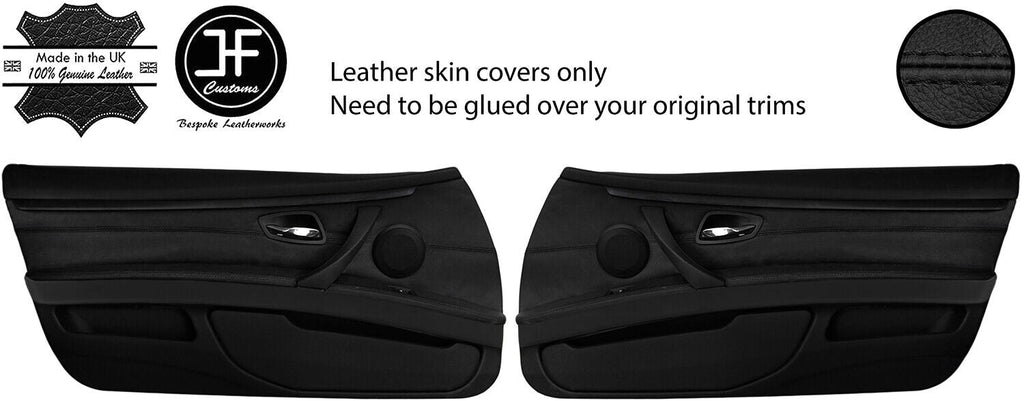 BLACK STITCH 2X FRONT DOOR CARD TRIM&DOOR ARMREST LEATHER COVER FOR BMW E92 E93