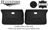 BLACK STICH 2X FRONT DOOR CARD LEATHER COVER FITS VOLVO 144 145 244 245 264 265