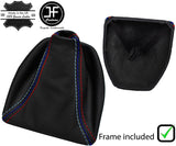 BLACK & TRI STITCH LEATHER MANUAL GEAR  + PLASTIC FRAME FOR BMW E60 E61 03-07