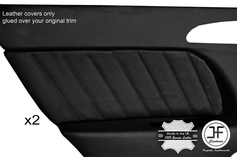 BLACK STITCHING 2X REAR DOOR CARD TRIM LEATHER COVERS FITS ALFA ROMEO 156 98-03