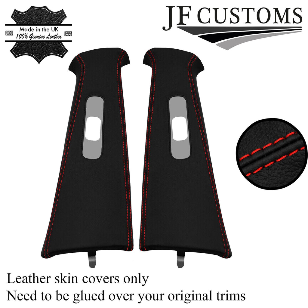 RED STITCH LEATHER 2X UPPER B PILLAR COVER FOR MITSUBISHI LANCER EVO 7 8 9 01-07