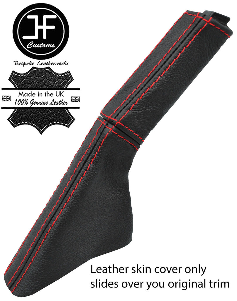RED STITCHING REAL LEATHER HANDBRAKE GAITER +HANDLE COVERS FITS VOLVO 340 360