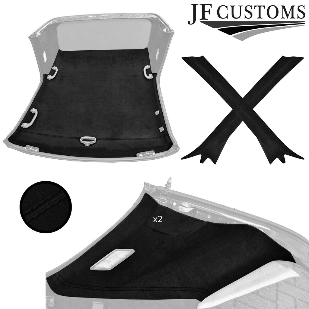 BLACK STITCH LUXE SUEDE HARDTOP ROOF PILLAR KIT COVER FITS BMW E36 CONVERTIBLE