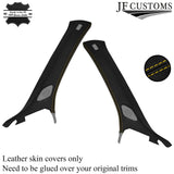 YELLOW STITCH LEATHER 2X A PILLAR COVERS FOR AUDI A3 RS3 8V 13-20 SALOON