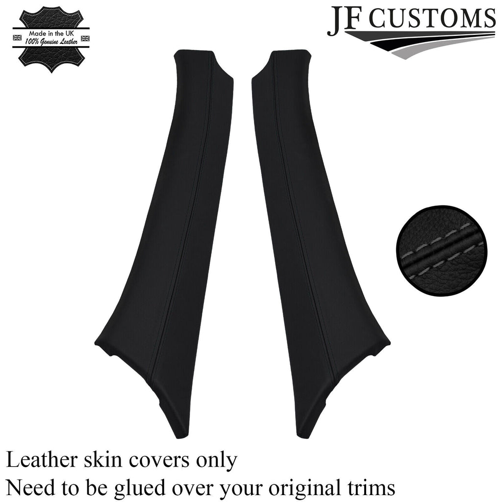 DARK GREY STITCH 2X A PILLAR LEATHER COVERS FOR MERCEDES W202 C CLASS 93-00