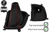 RED STITCH LEATHER AUTO GEAR GAITER + FRAME + TOP RING FOR HYUNDAI I800 08-19