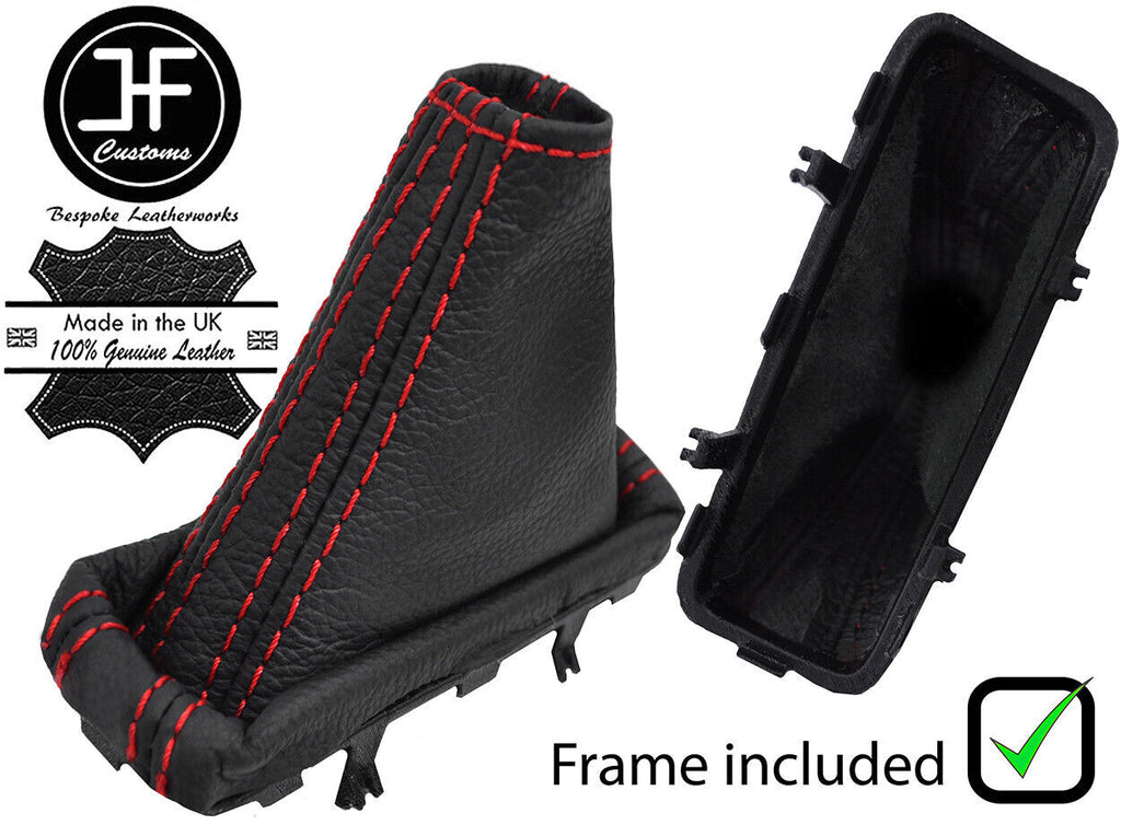 RED STITCH LEATHER AUTOMATIC GEAR GAITER+PLASTIC FRAME FOR VOLVO XC70 00-04