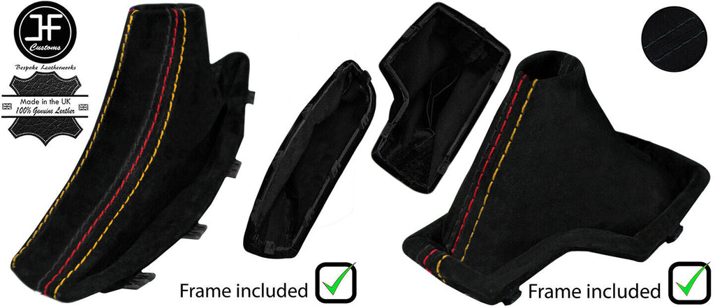 BLACK & GERMAN STITCH SUEDE AUTOMATIC GAITER SET+PLASTIC FRAME FOR BMW X3 03-10