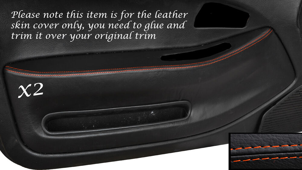 ORANGE STITCH 2X FRONT DOOR CARD TRIM SKIN COVERS FITS HONDA CIVIC COUPE 92-95