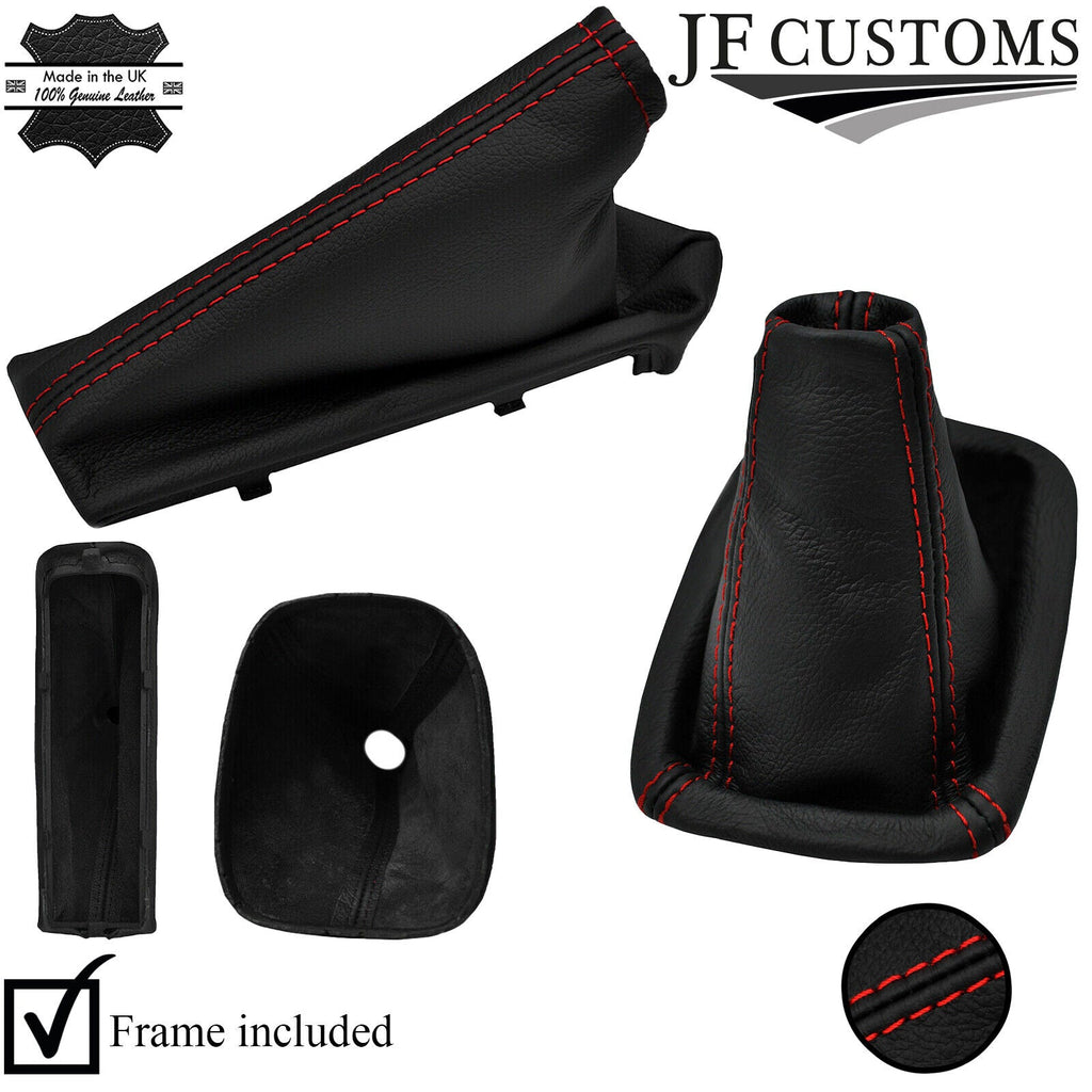 RED STITCH LEATHER GEAR HANDBRAKE + FRAMES FOR VAUXHALL CORSA E 2014-2019