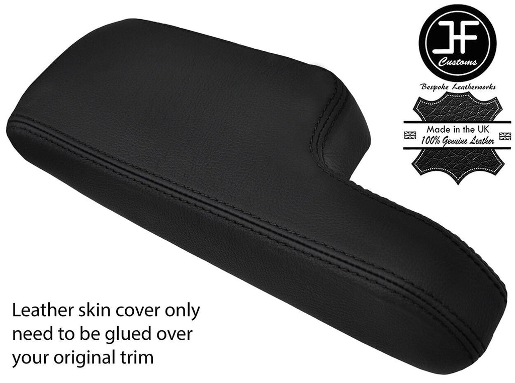 BLACK STITCH GENUINE REAL LEATHER ARMREST LID COVER FITS HONDA JAZZ 2015-2018