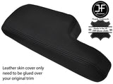 BLACK STITCH GENUINE REAL LEATHER ARMREST LID COVER FITS HONDA JAZZ 2015-2018