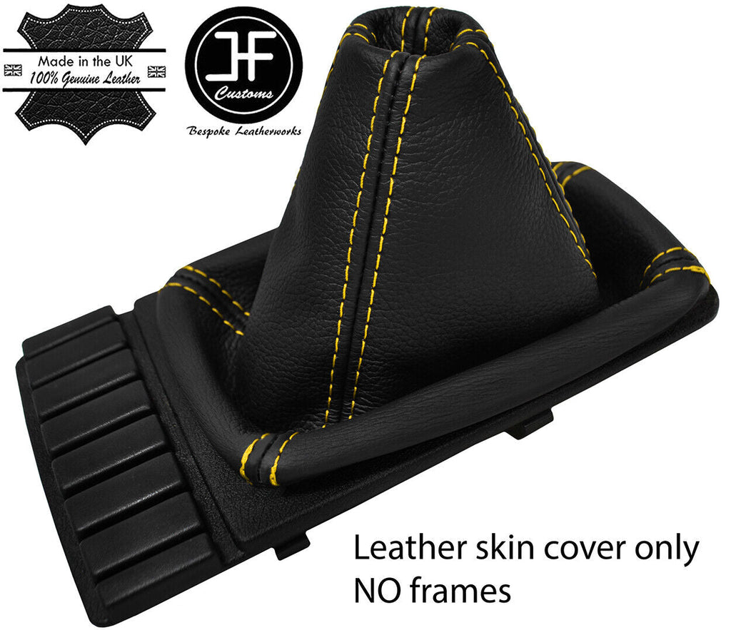 YELLOW STITCHING TOP GRAIN REAL LEATHER GEAR GAITER FITS VW GOLF MK2 1982-1991