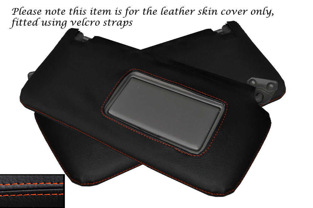ORANGE STITCH 2X SUN VISORS LEATHER SKIN COVERS FITS NISSAN PATROL Y61 1998-2013