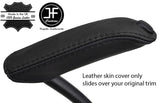 BLACK & BLACK TOP GRAIN REAL LEATHER HANDBRAKE HANDLE COVER FOR FORD KUGA 08-16
