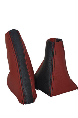 FITS MG MGF MK1 GEAR HANDBRAKE GAITERS 2TONE BLACK D RED CUSTOM NEW MADE IN UK