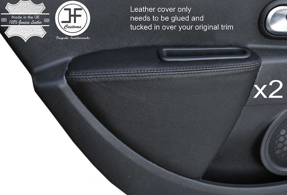 BLACK STITCH 2X REAR DOOR CARD ARMREST SKIN COVER FITS RENAULT CLIO MK4 06-12