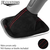 RED STITCHING REAL SUEDE MANUAL GEAR GAITER FITS VW POLO 6R 2009-2016 CUSTOM NEW