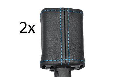 blue stitch FITS SEAT LEON MK2 2005-2011 2X FRONT SEAT BELT STALK LEATHER COVERS