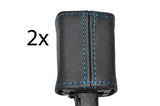 blue stitch FITS SEAT LEON MK2 2005-2011 2X FRONT SEAT BELT STALK LEATHER COVERS